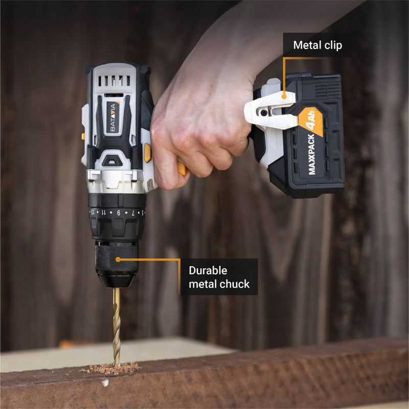 Load image into Gallery viewer, 18V Cordless Combi Drill 40 Nm - 2× 2.0Ah Batteries, Charger, Bit Set & Storage Case