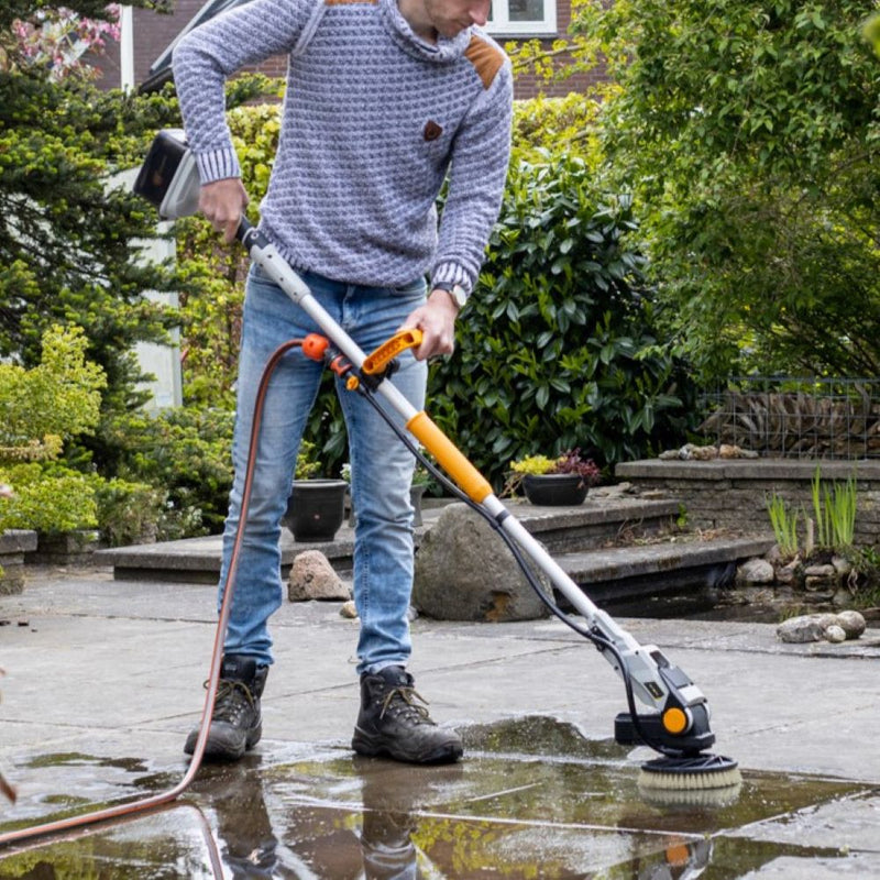 Load image into Gallery viewer, 18V Twin Brush - Cordless Brushless Power Scrubber - Incl. 4.0Ah Battery & Fast Charger + 3 Brushes and Extension Pole