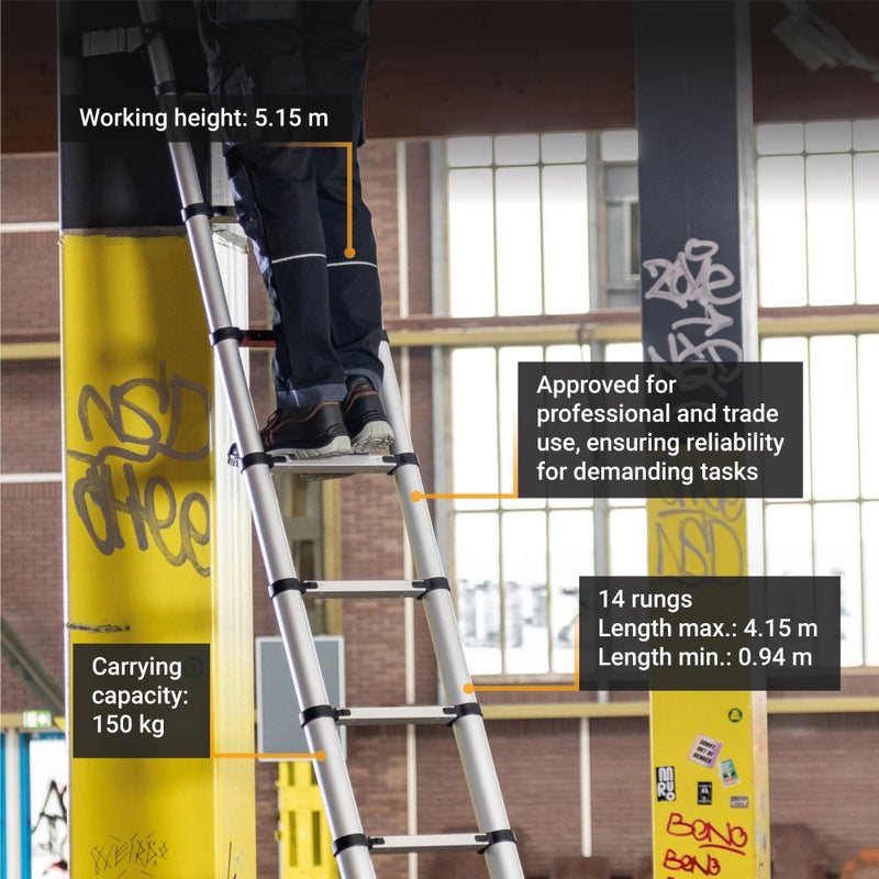 Cargue la imagen en el visor de la galería, Escalera Telescópica 4,15m Professional