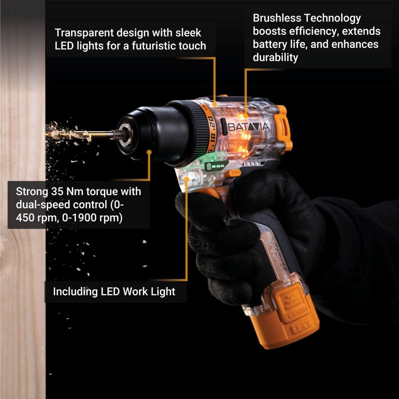 Cargue la imagen en el visor de la galería, Taladro Atornillador sin Escobillas Fusion Drill 12V - Incl. batería y cargador
