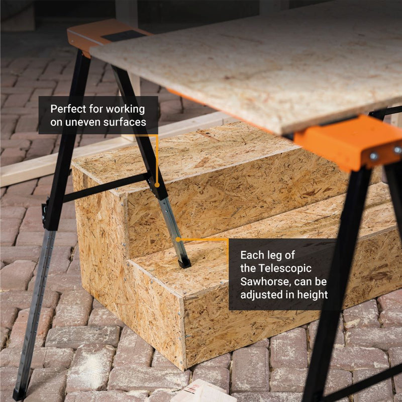 Load image into Gallery viewer, 2x Telescopic Sawhorse Set
