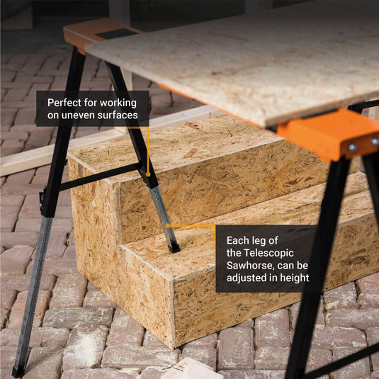 2x Telescopic Sawhorse Set