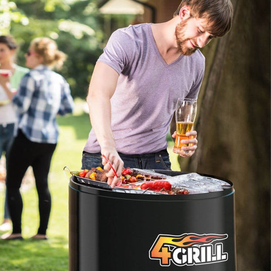 4Grill olievat barbecue (4 functies: grillen, roken, garen & vuurkorf)