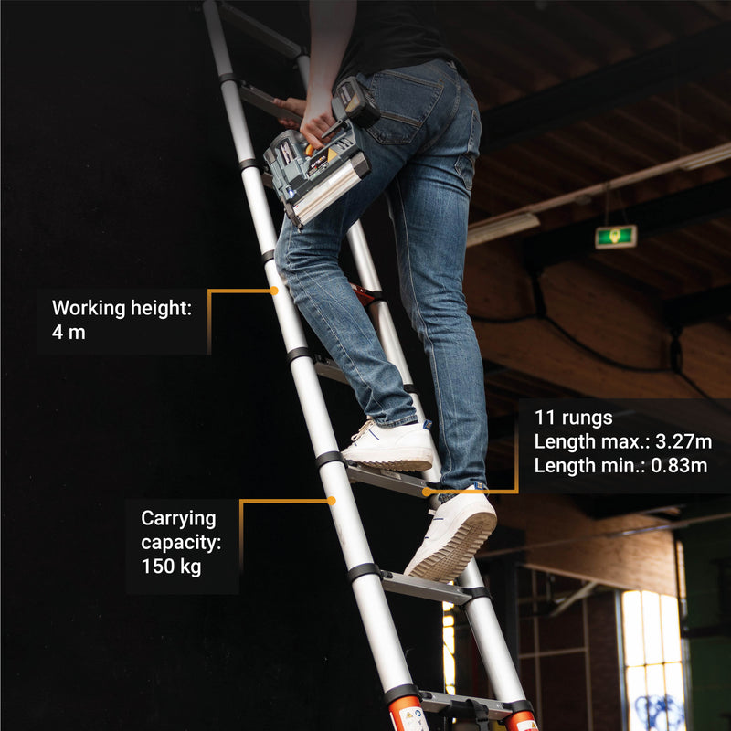 Laad de afbeelding in de Galerijviewer, Giraffe® Air Telescoopladder 3.27M | Met SoftClose &amp; Antislip
