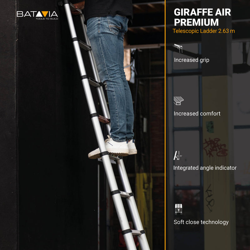 Laad de afbeelding in de Galerijviewer, Giraffe® Air Telescoopladder 2.63M | Met SoftClose &amp; Antislip
