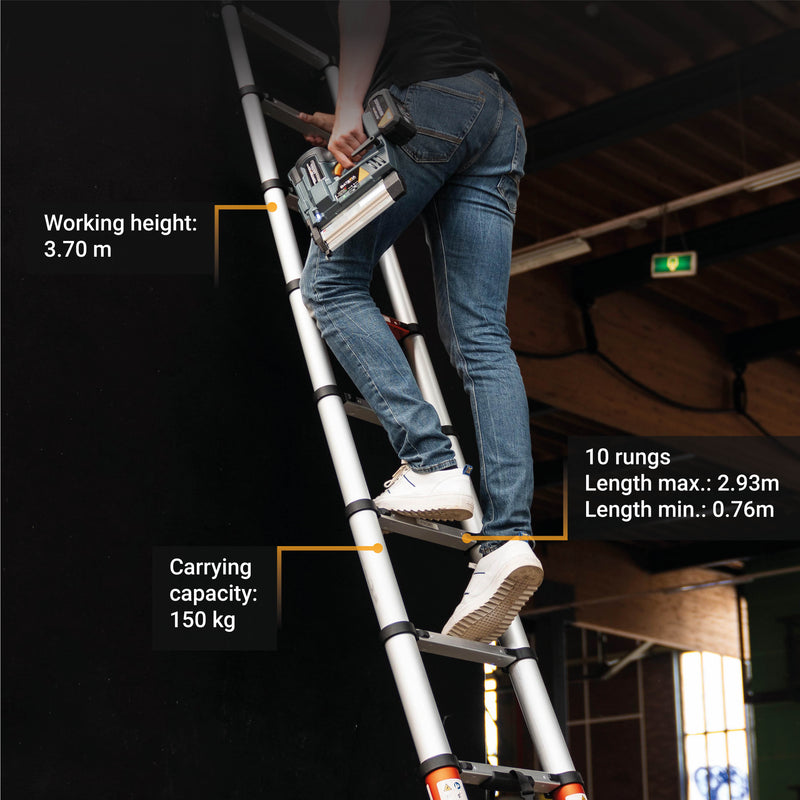 Laad de afbeelding in de Galerijviewer, Giraffe Air® Telescoopladder 2.93M | Met SoftClose &amp; Antislip
