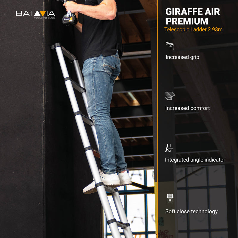 Laad de afbeelding in de Galerijviewer, Giraffe Air® Telescoopladder 2.93M | Met SoftClose &amp; Antislip
