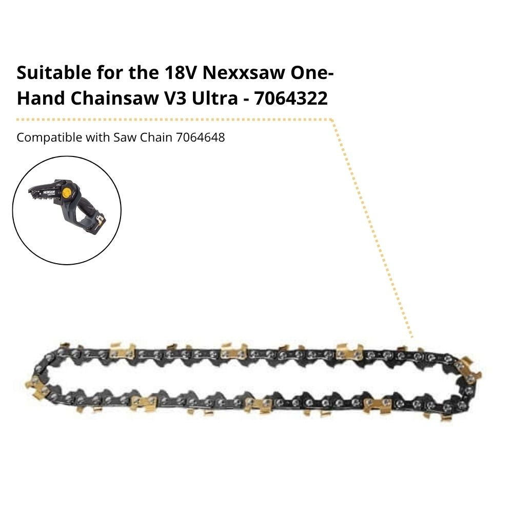 Titanium Gecoate Zaagketting 7'' - voor de 18V Nexxsaw Brushless Accu Eénhands-Kettingzaag V3 Ultra