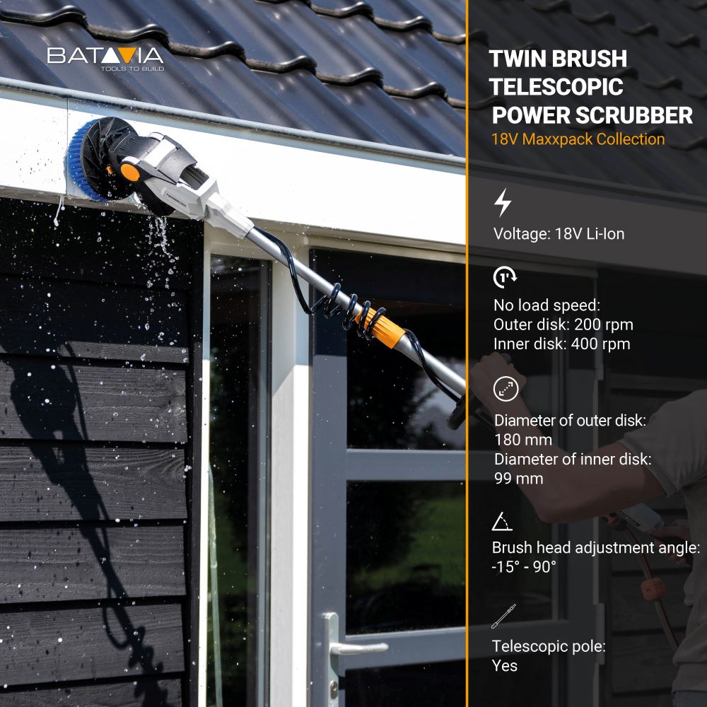 18V Twin Brush - Cordless Brushless Telescopic Power Scrubber