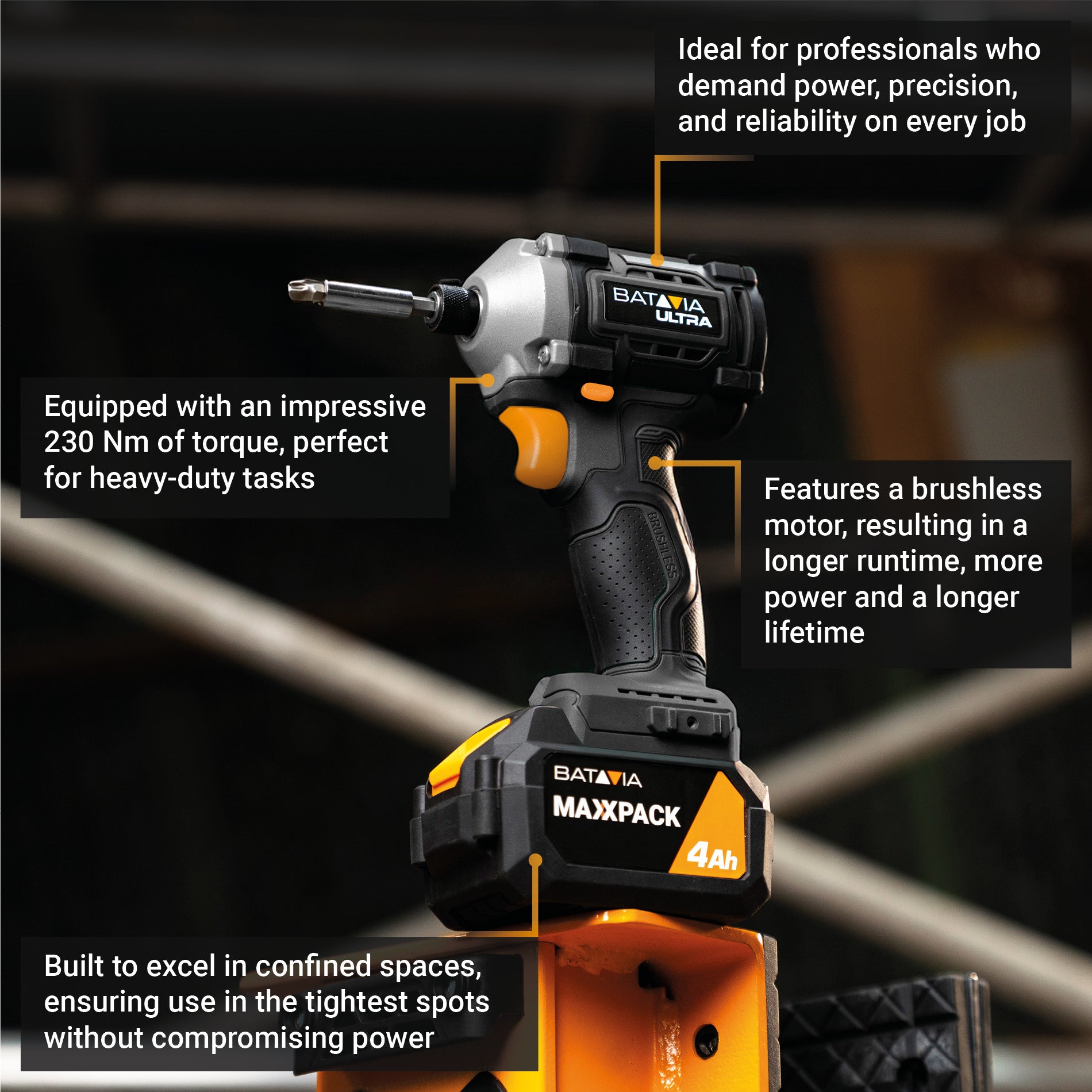 Avvitatore a Impulsi a Batteria 18V Brushless 350 Nm