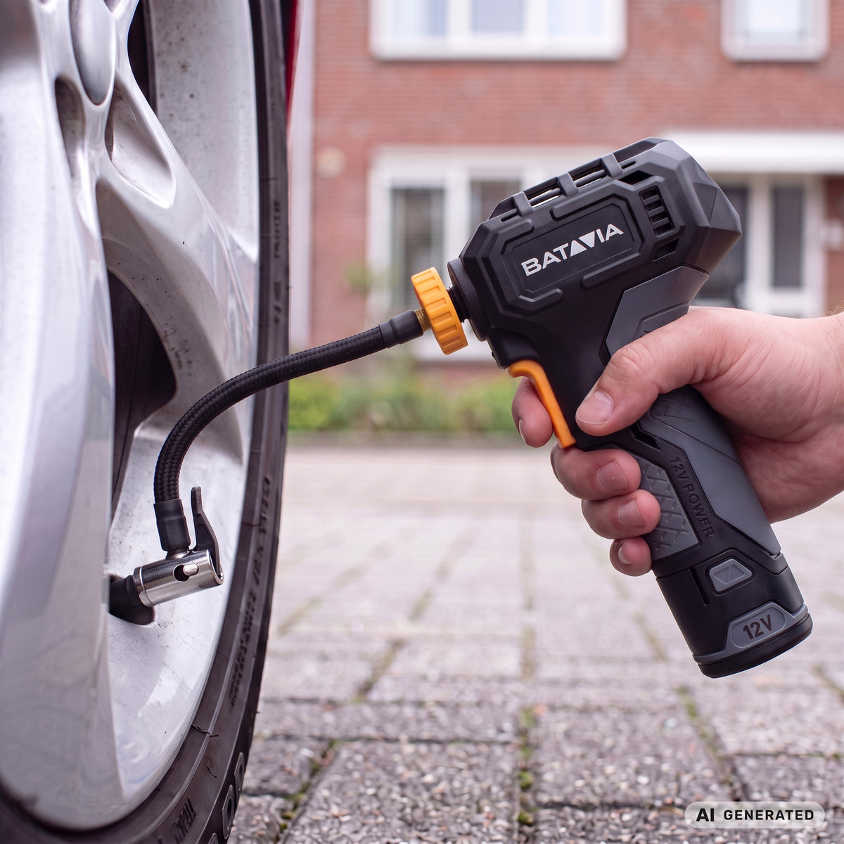 12V Cordless Compressor - Incl. 2.0 Ah Battery And USB-C Charging Cable