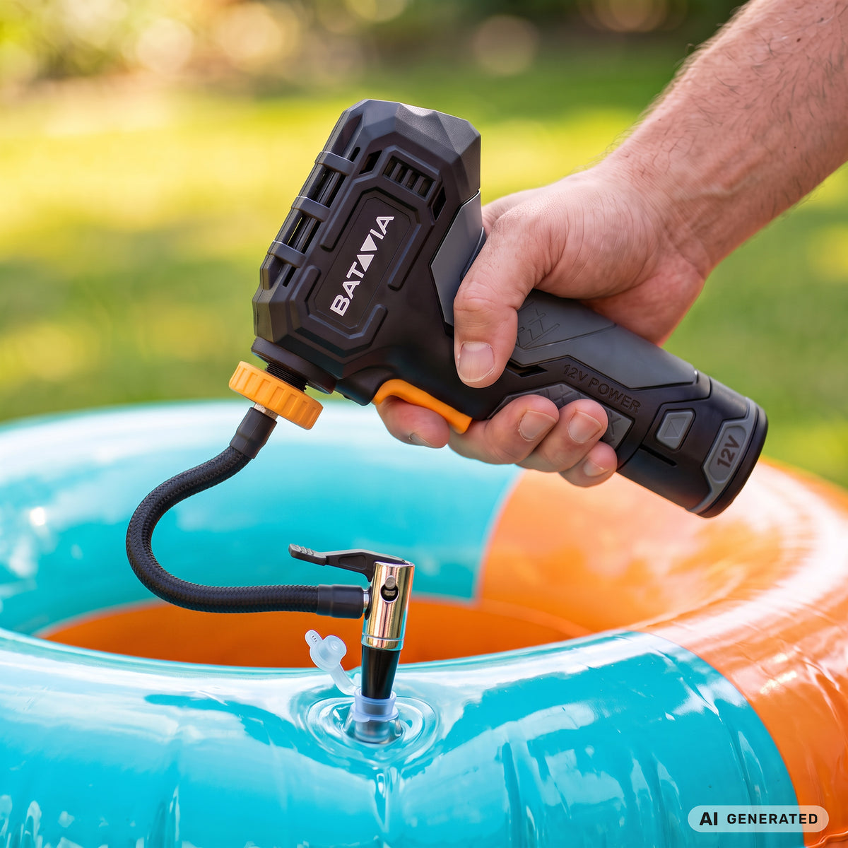 12V Cordless Compressor - Incl. 2.0 Ah Battery And USB-C Charging Cable