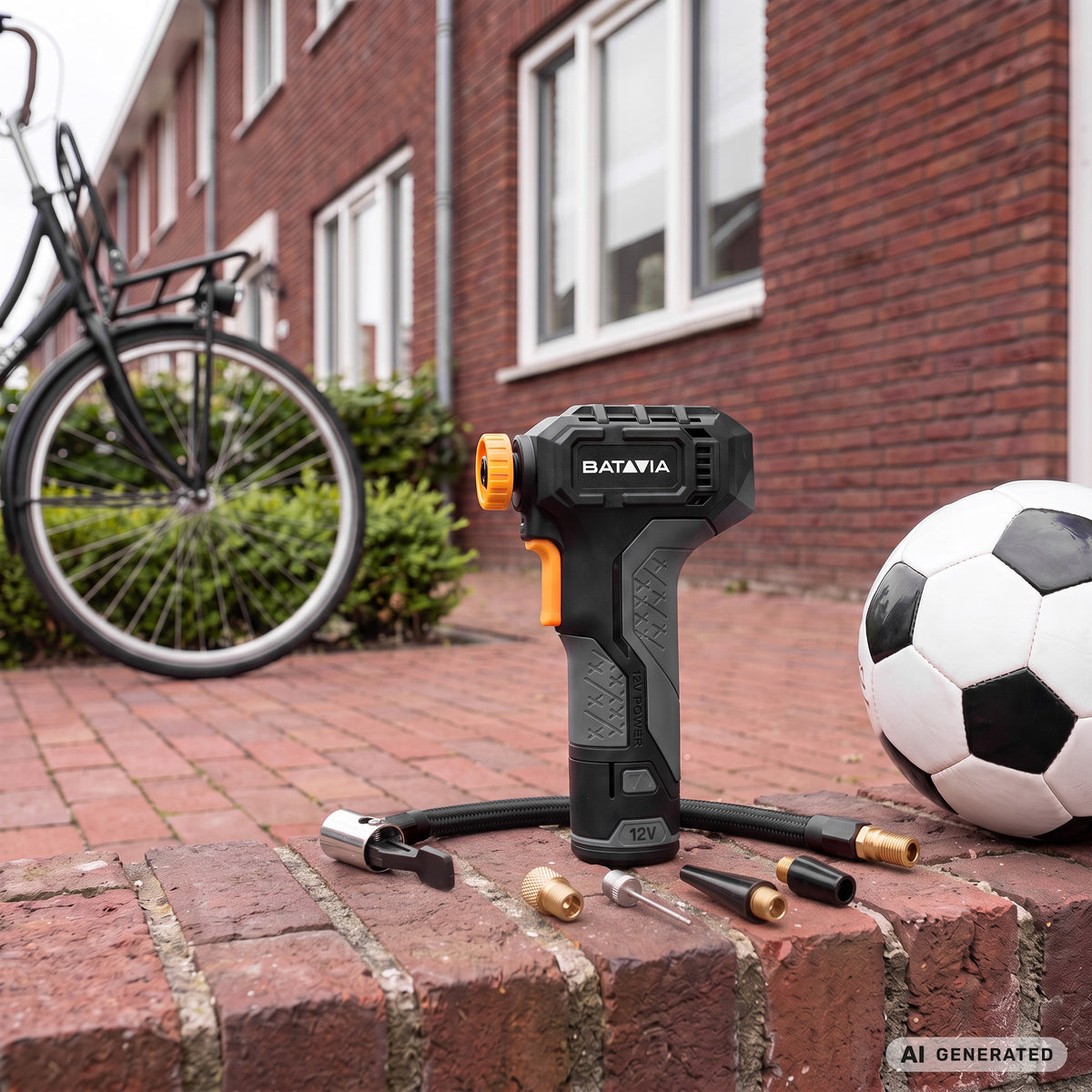 12V Cordless Compressor - Incl. 2.0 Ah Battery And USB-C Charging Cable