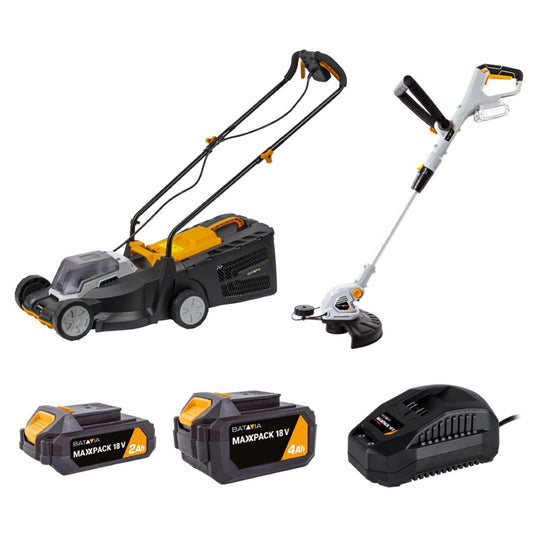 18V Grasmaaier & Trimmer Set – Incl. 2.0Ah + 4.0Ah Accu's & Snellader