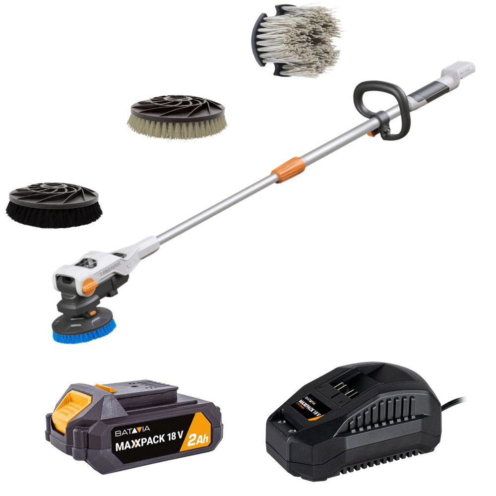 18V Twin Brush Compact Cordless Telescopic Power Scrubber