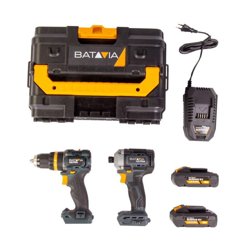 Cargue la imagen en el visor de la galería, 18V Ultra Twin Pack Brushless Combi Drill 75 Nm &amp; Impact Driver 350 Nm
